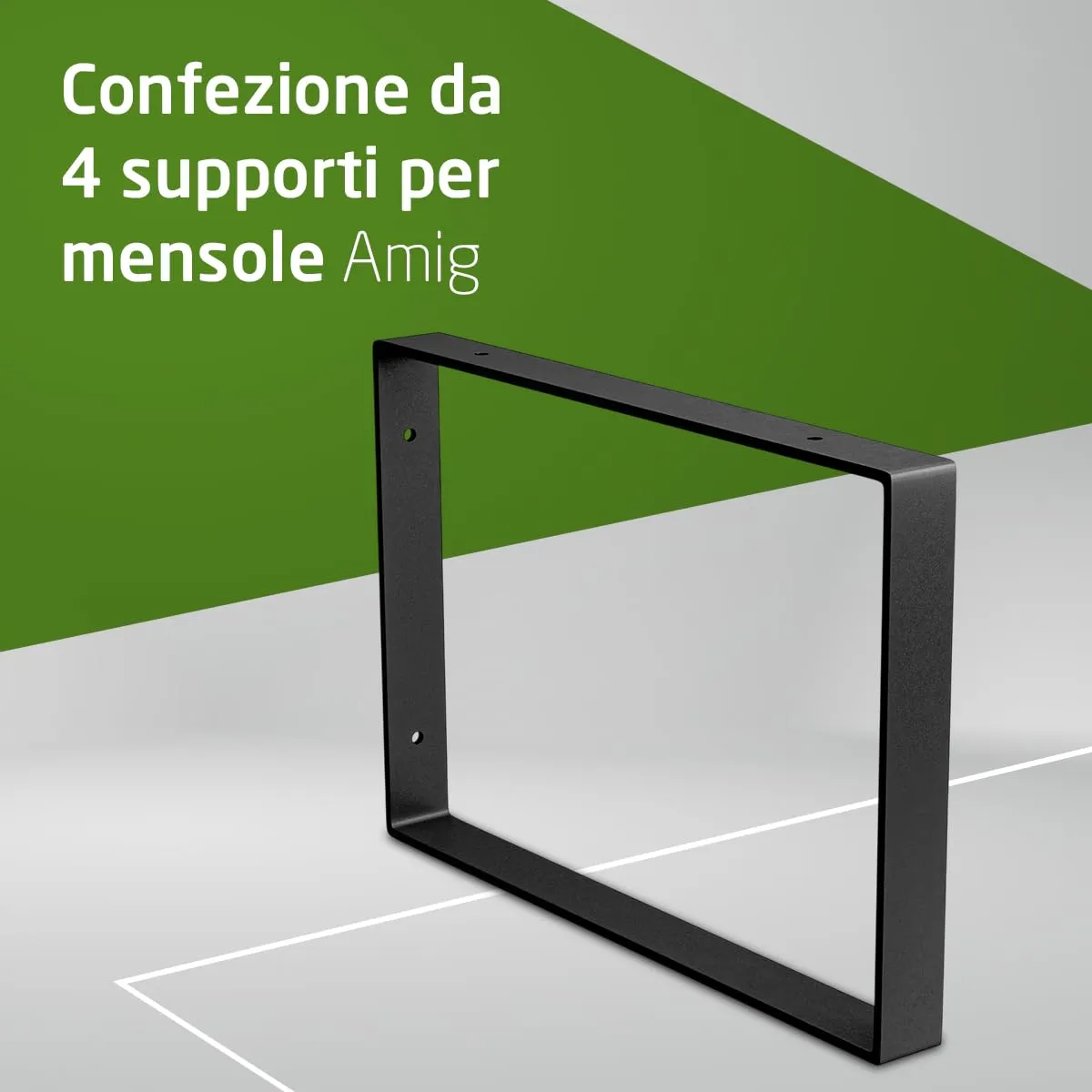 Amig staffe mensole rettangolari 21x31 cm nere set 4 pezzi