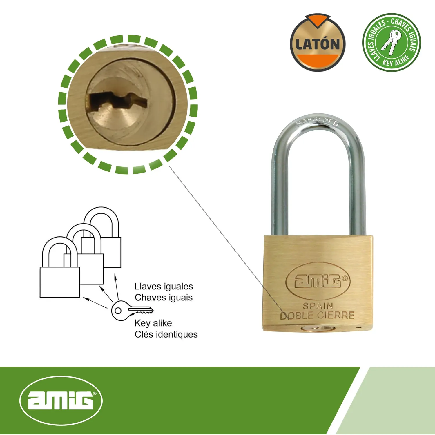Amig Lucchetto arco lungo 40 mm ottone antiruggine