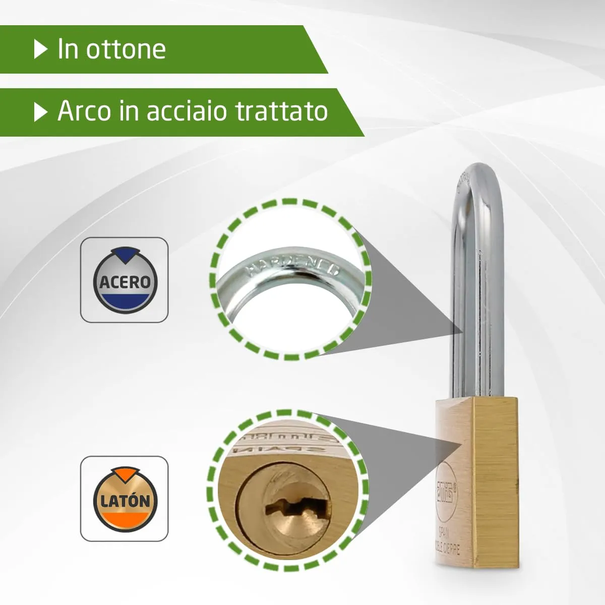 Amig lucchetto di sicurezza ottone 25 mm arco acciaio