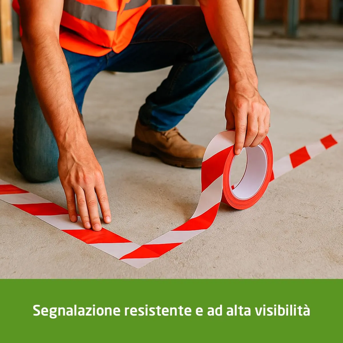 Amig nastro segnaletico adesivo rosso-bianco 50 mm x 30 m PVC