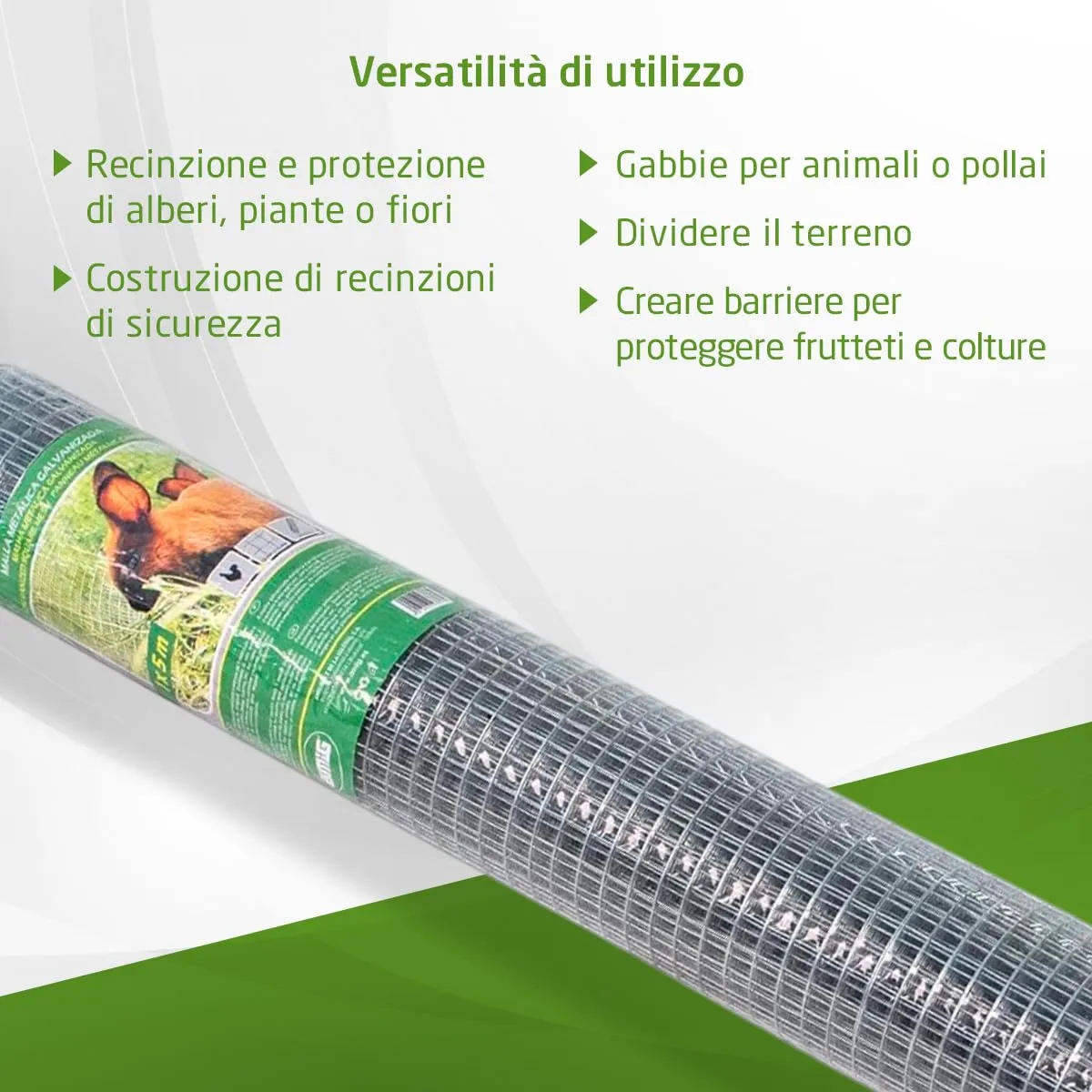 Amig Rete Metallica Zincata Quadrata 1x5 m Giardino