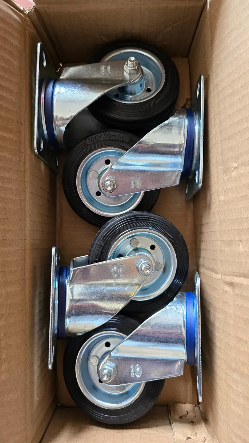 Amig set 4 ruote per mobili 100 mm gomma 90 kg