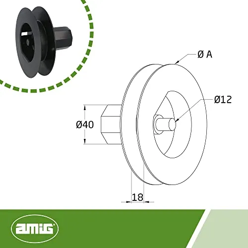 Amig Puleggia Disco Nylon Ø140 mm Tapparella Nera Nastro 18 mm