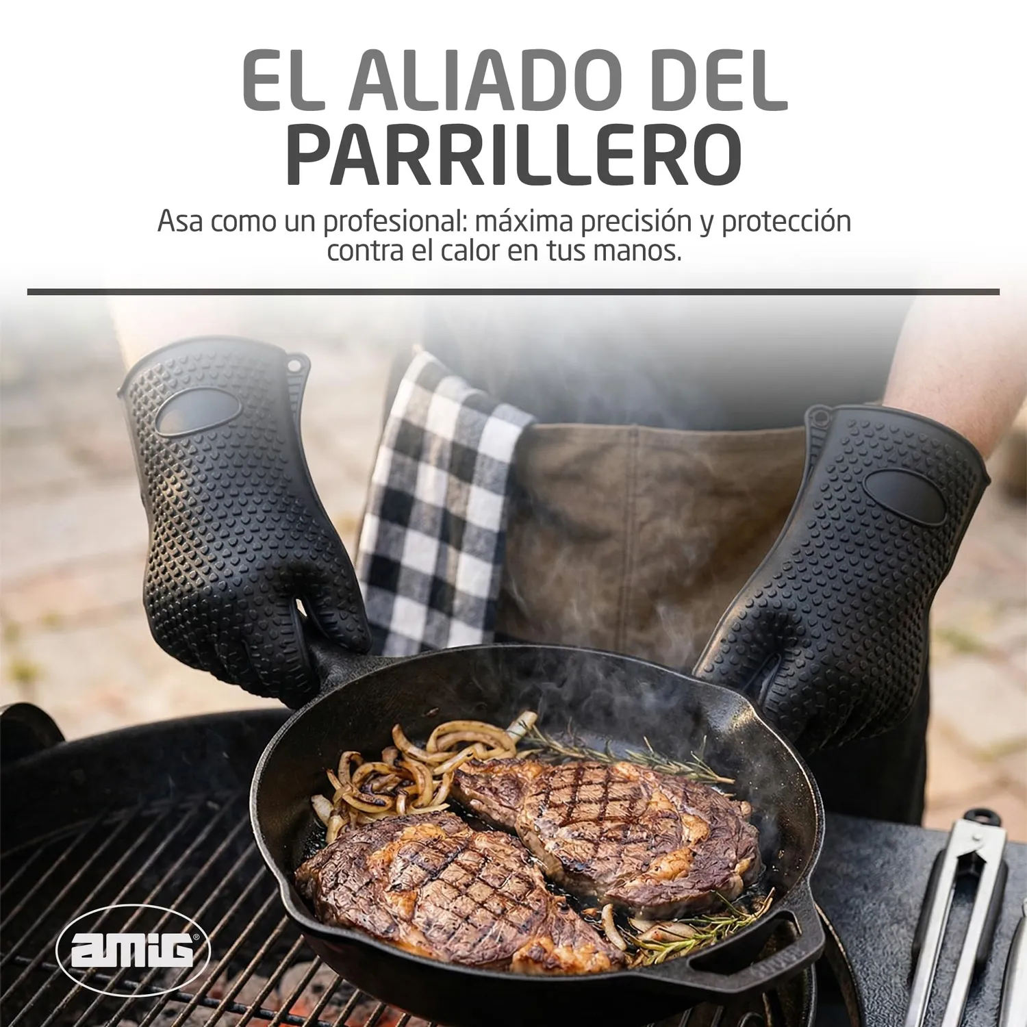 Amig AM16 Guanti Silicone Barbecue 27x14 cm Resistenti