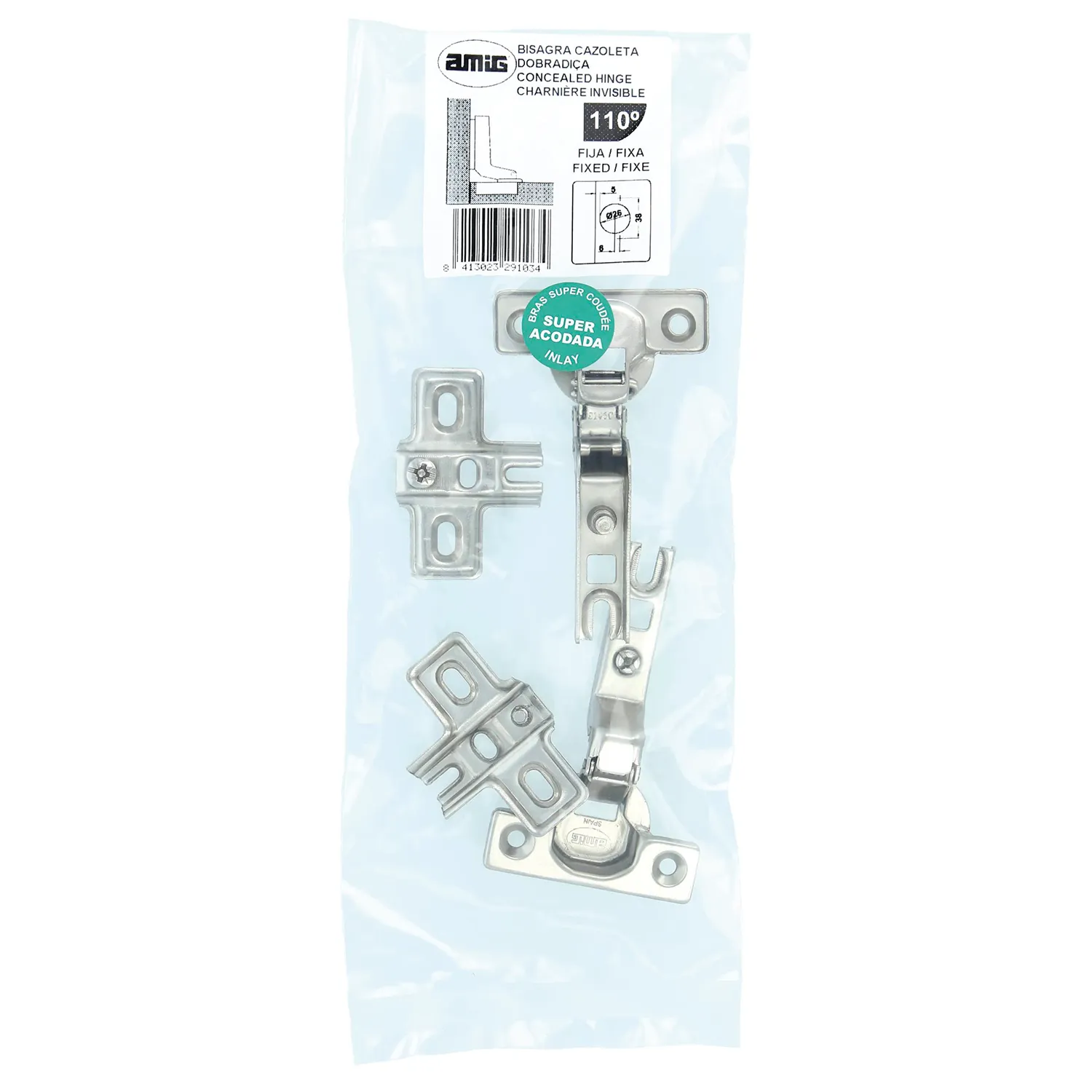Amig Cerniera Tazza 26 mm 110° Acciaio 2 Pezzi