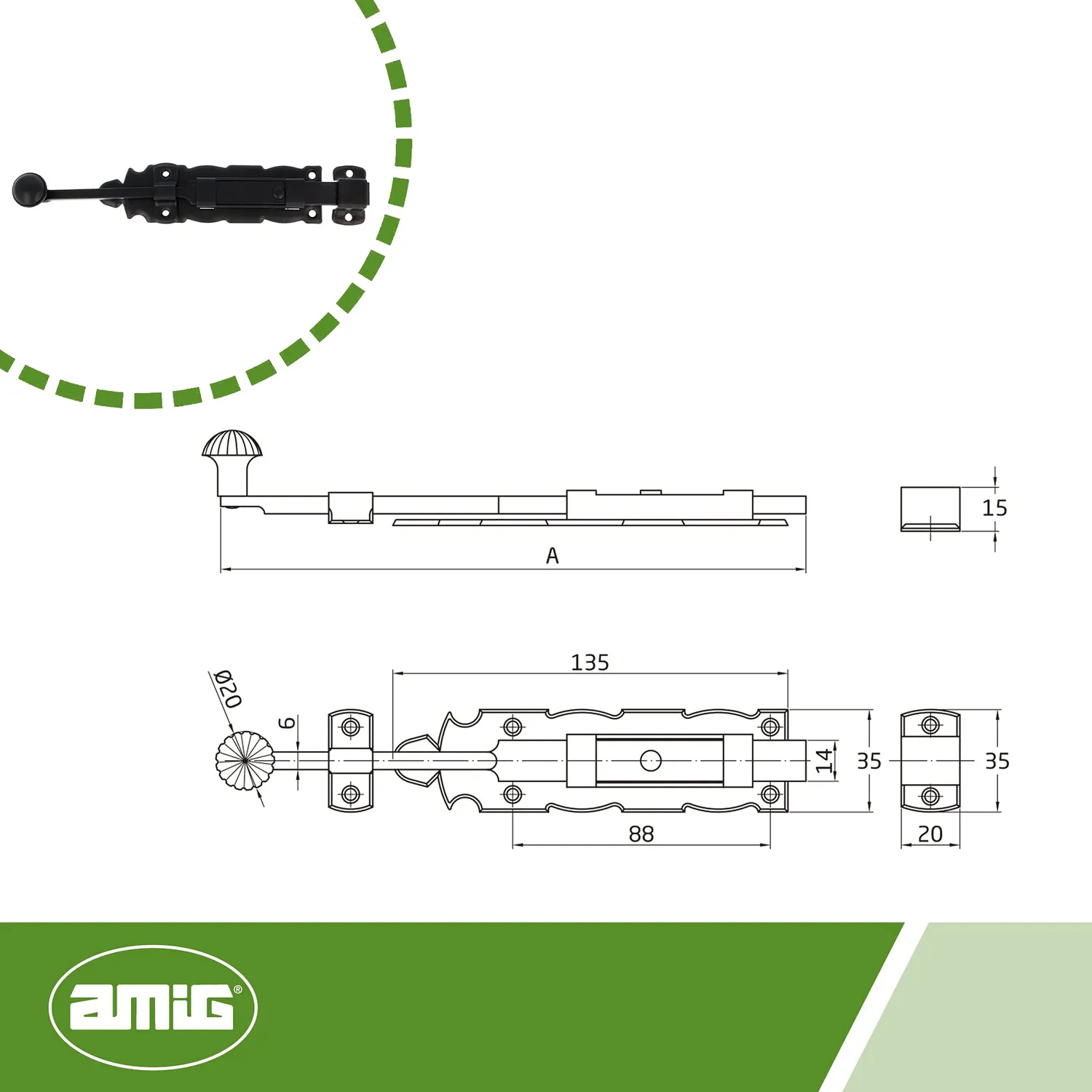 Amig Pin perno finestra 200x35 mm acciaio