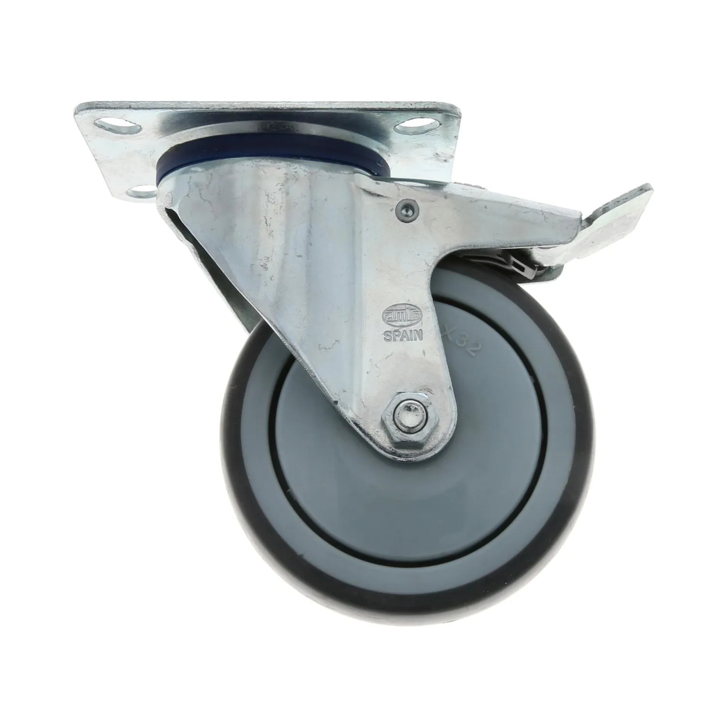 Amig Set 4 Ruote con Freno Piastra 100 mm 110 Kg Gomma