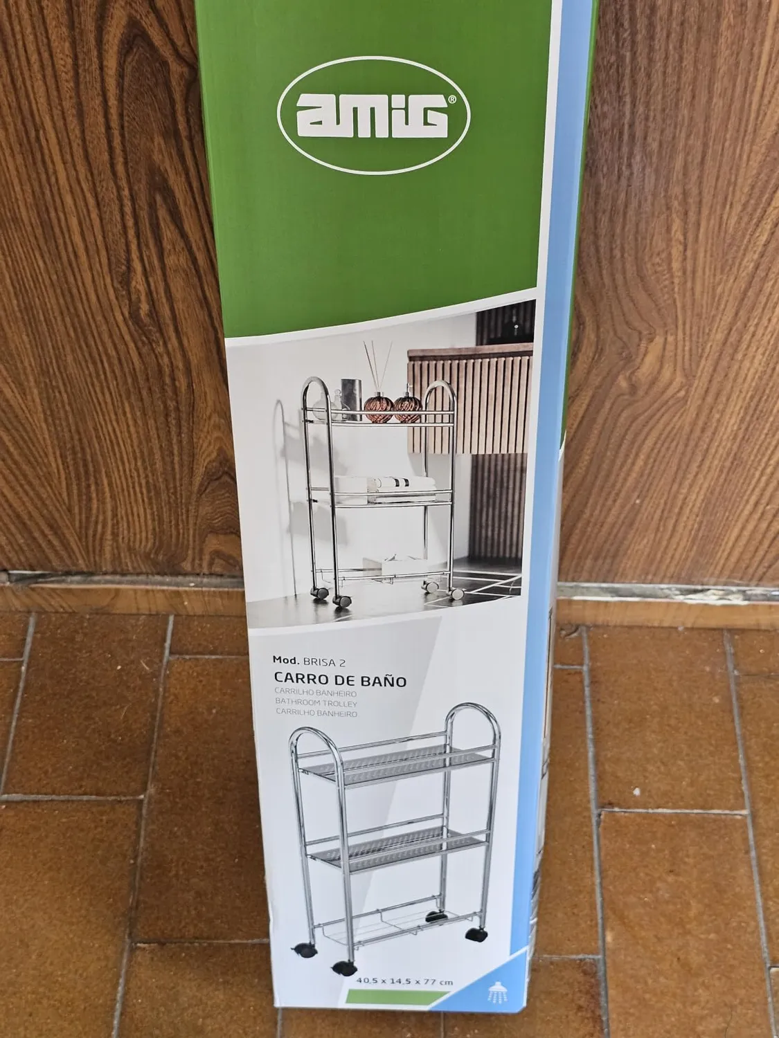 Amig Brisa carrello bagno stretto 3 ripiani con ruote