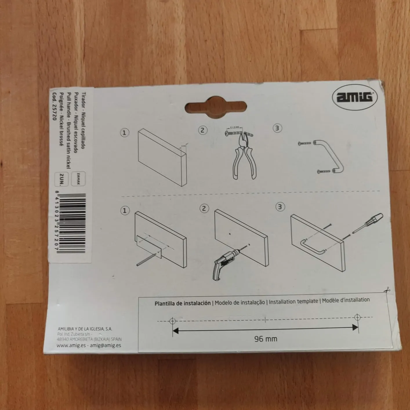 Amig 847 maniglia mobili 96 mm nichel spazzolato 2 pezzi