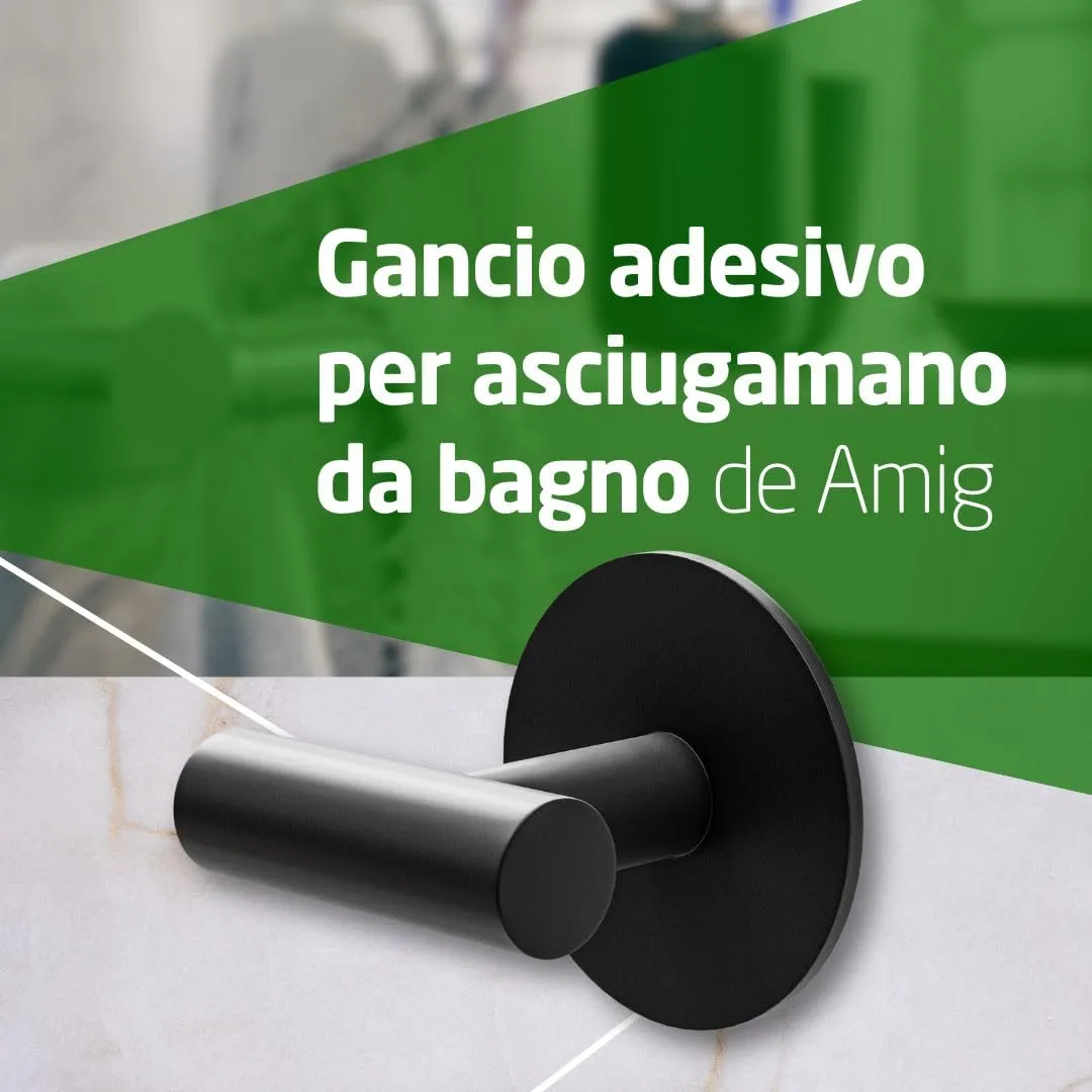 Amig Mod.6 gancio adesivo bagno nero opaco 60x55x65 mm