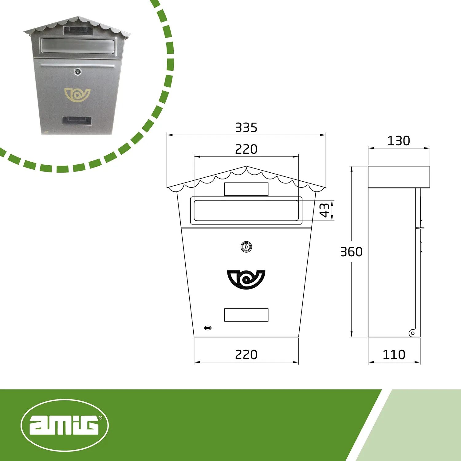 Amig Modello 1 cassetta postale argento 37x32 cm
