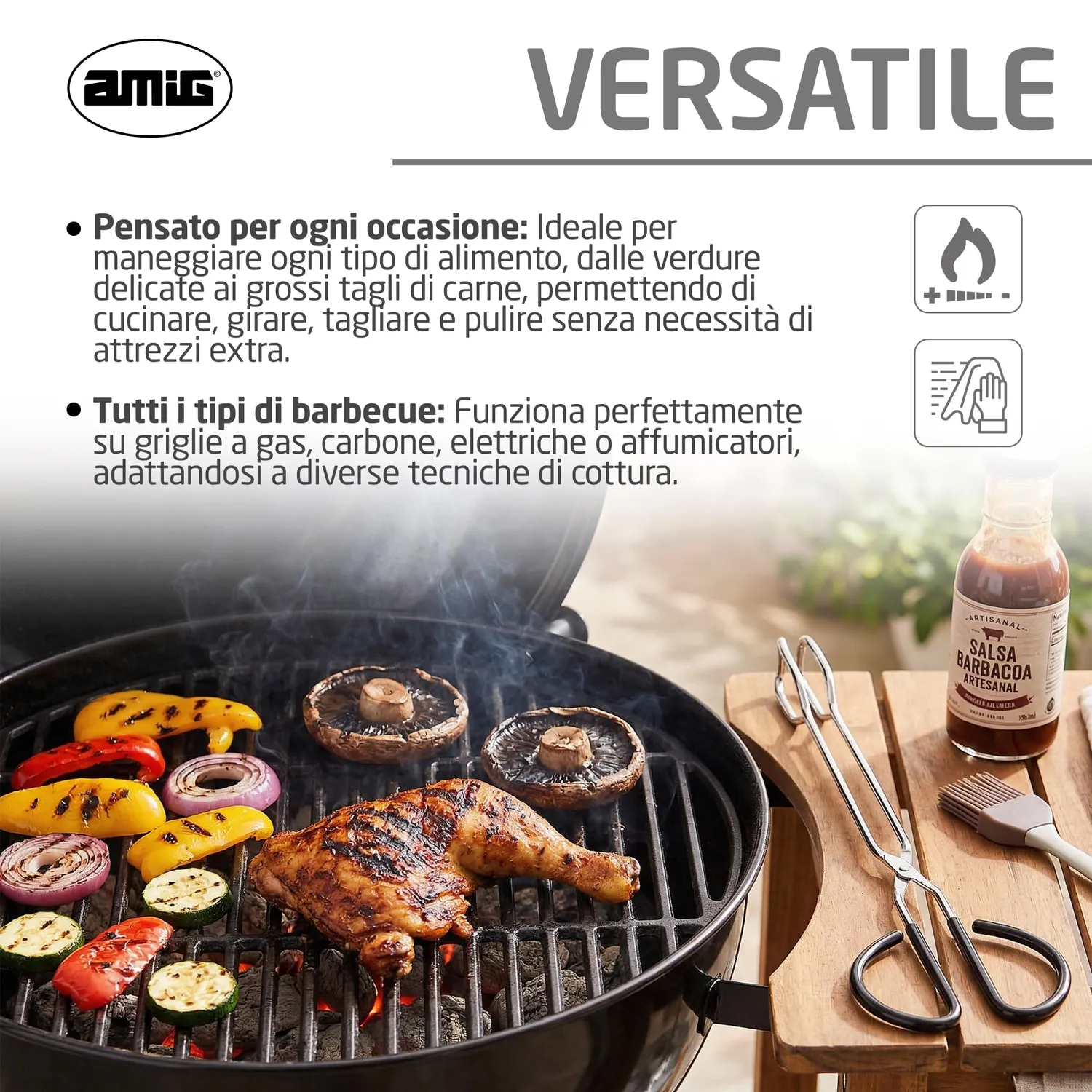 Amig AM33 pinze barbecue 34,5 cm acciaio inox