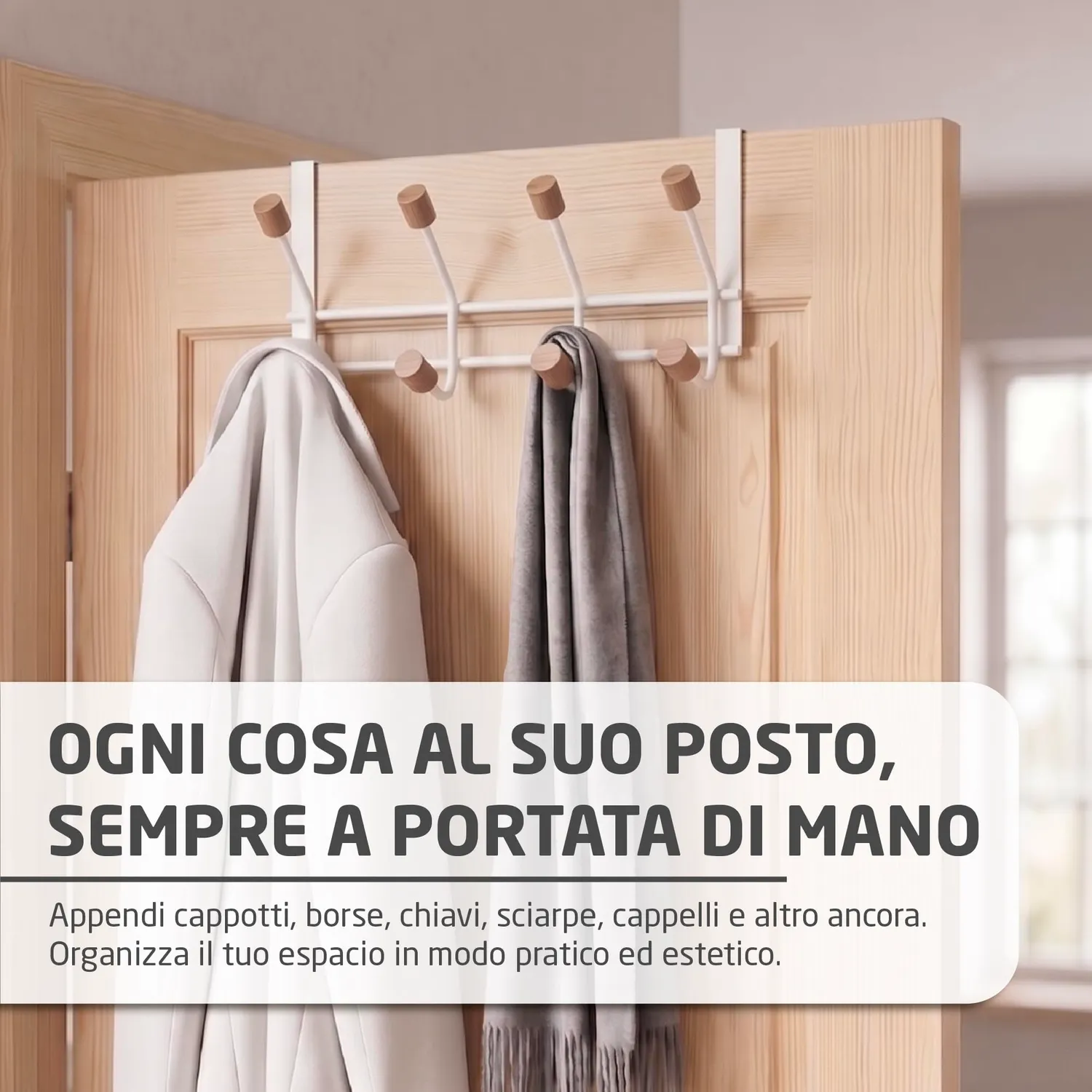 Amig CP47 appendiabiti da porta bianco 280 mm 2 pezzi
