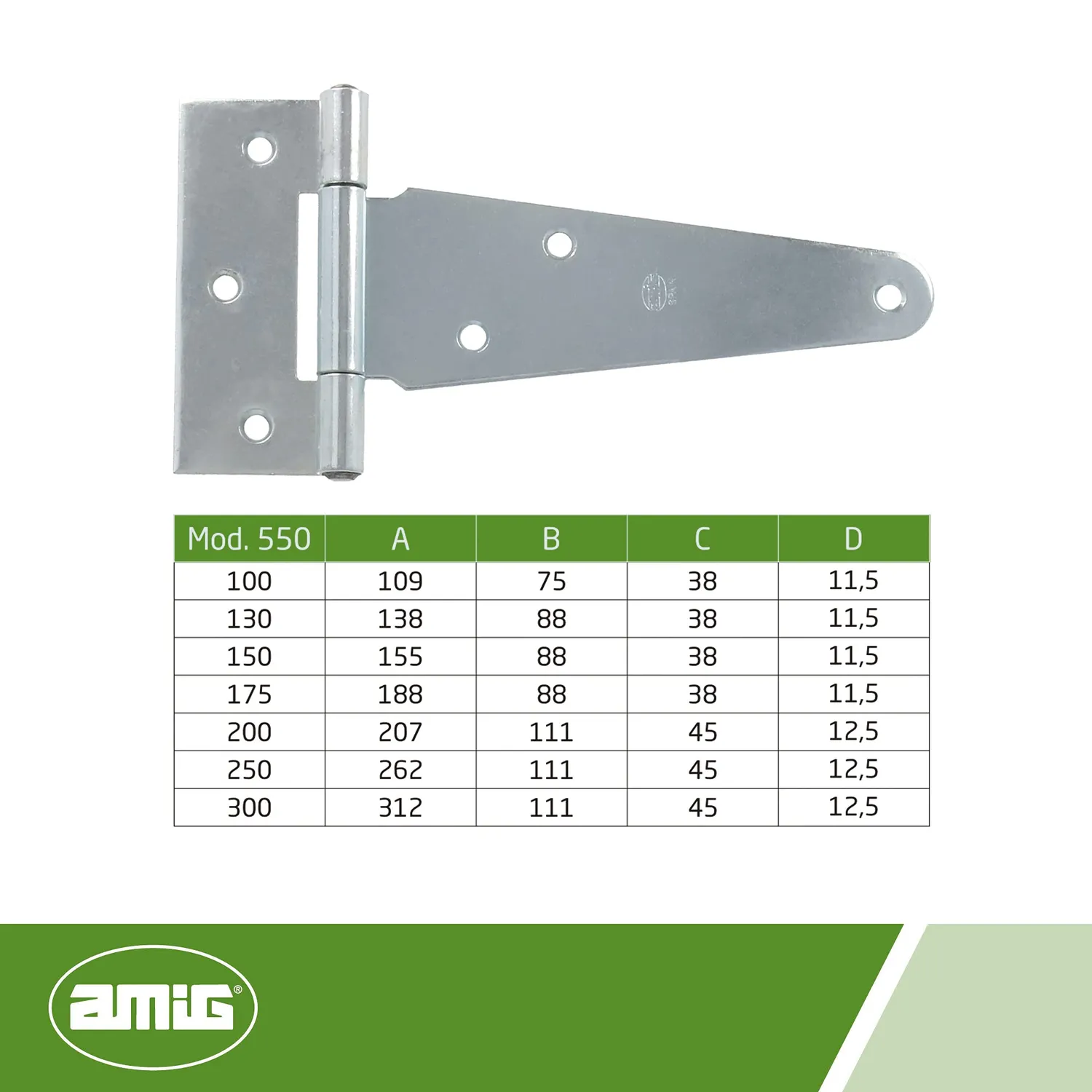 Amig Cerniera a T 200mm acciaio zincato antiruggine