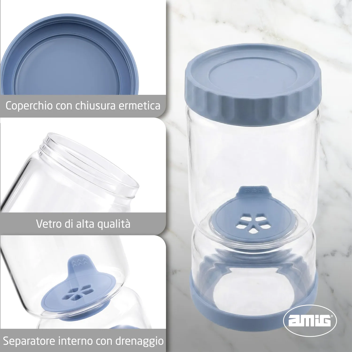 Amig Mod.1 Barattolo Vetro Sottaceti 1200 ml Ermetico