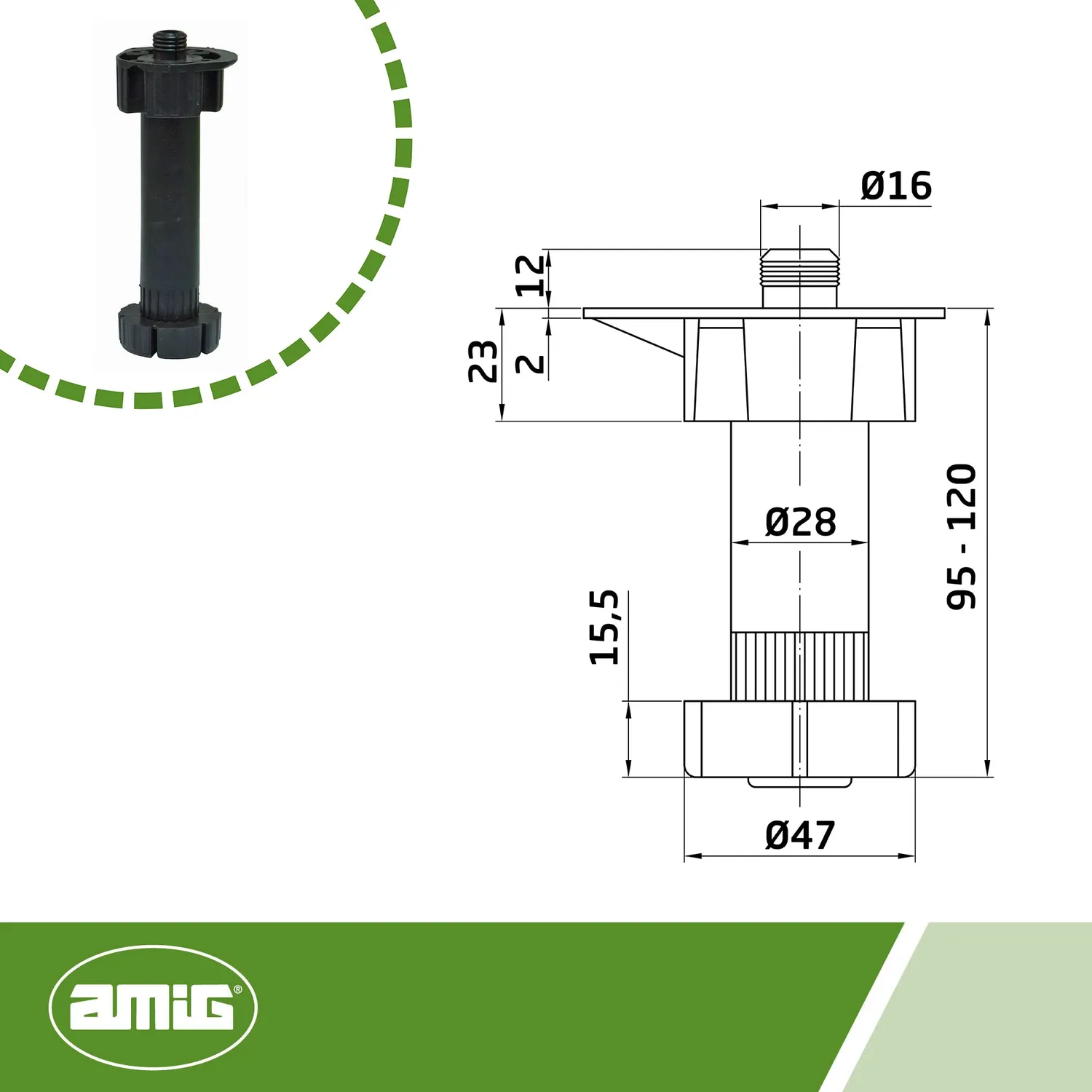 Amig Mod. 9 piedini cucina regolabili kit 4 pezzi neri