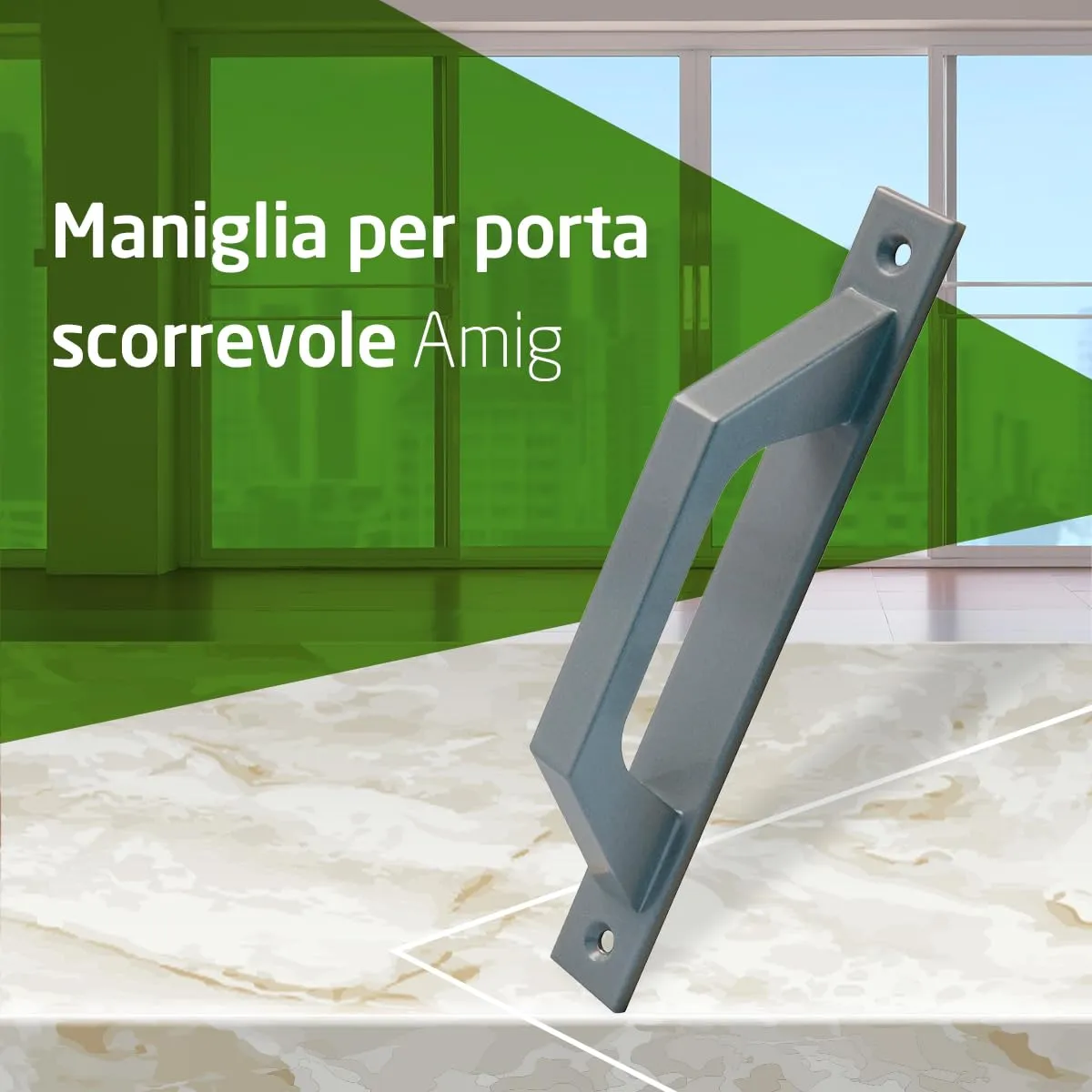Amig Maniglia Porta Scorrevole Alluminio 198 mm Argento