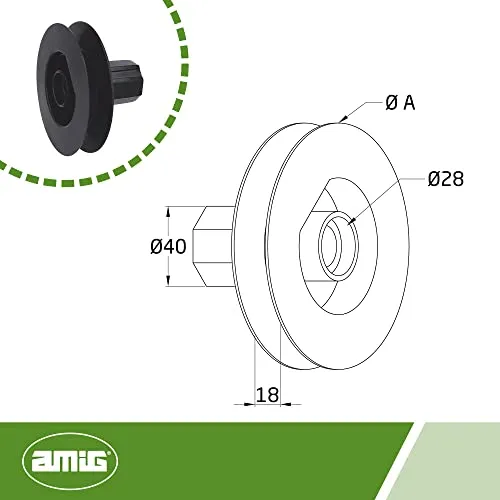 Amig puleggia tapparelle nylon nero 140 mm