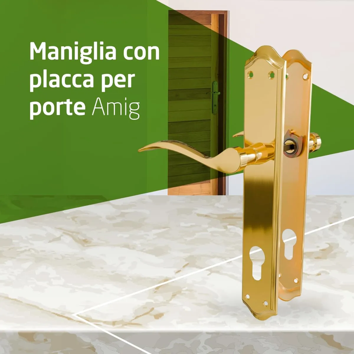 Amig maniglie porta 85 mm placca 256 mm ottonato opaco