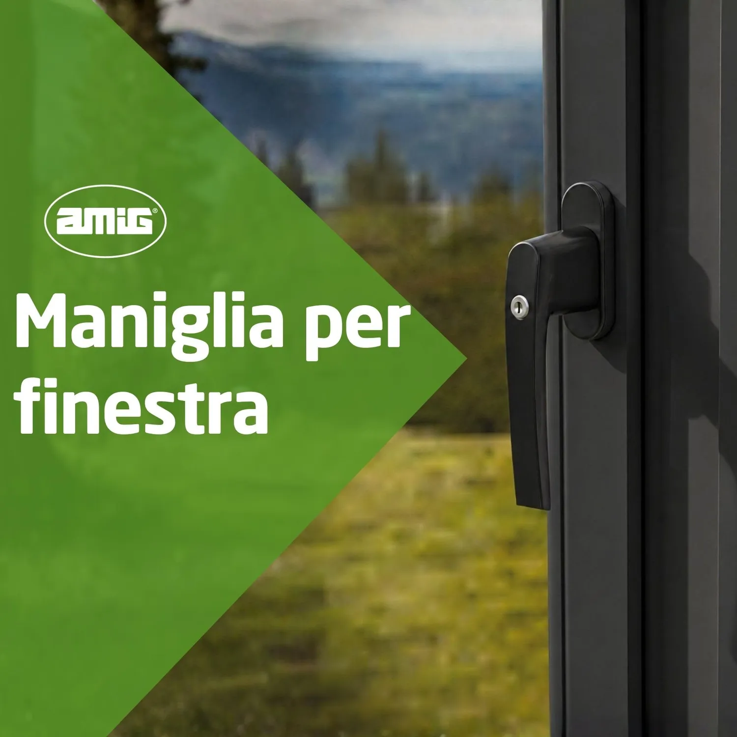 Amig 2550 Maniglia Finestra con Chiave Nera Alluminio