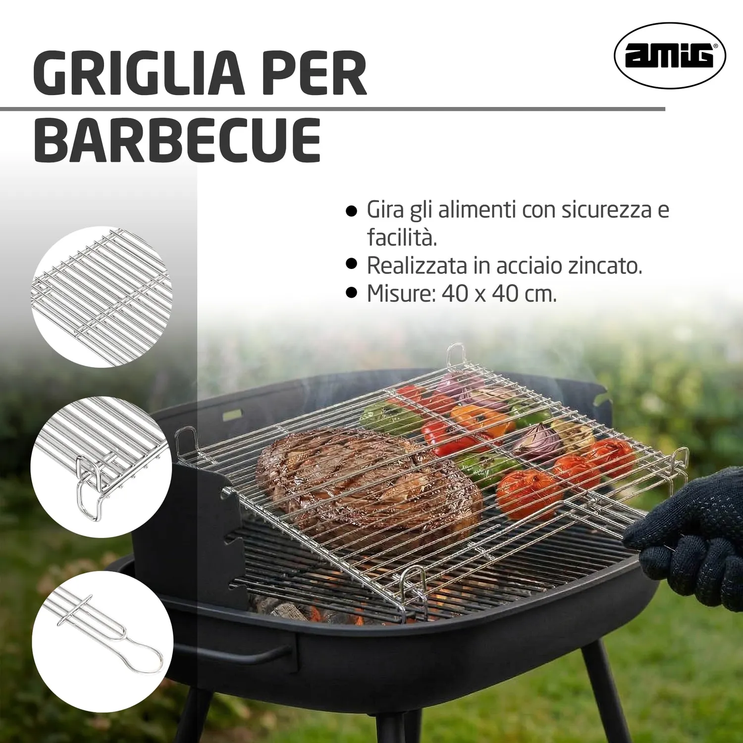 Amig AM24 griglia barbecue 40x40 cm acciaio