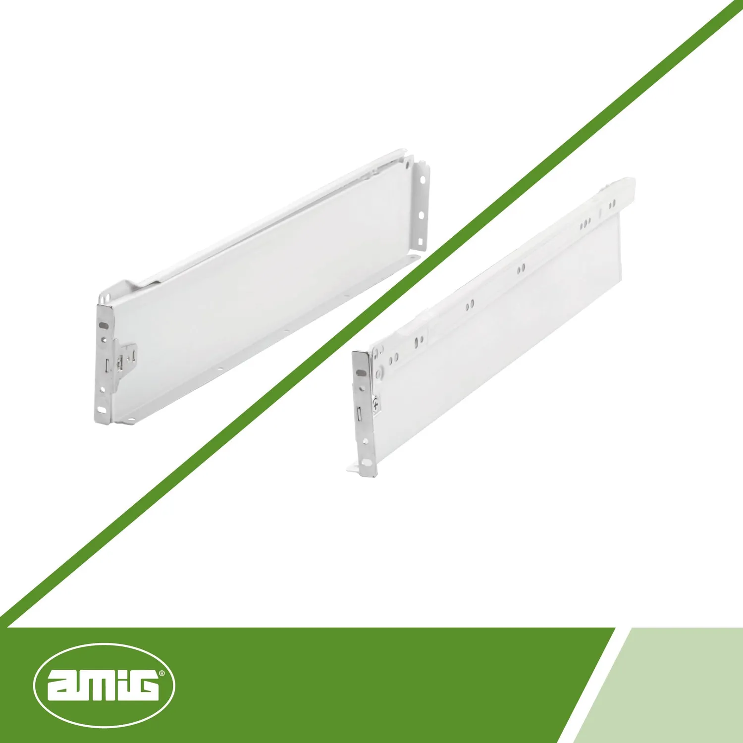 Amig Mod.30 Guide Cassetti 86x500 mm 2 Pezzi Bianche