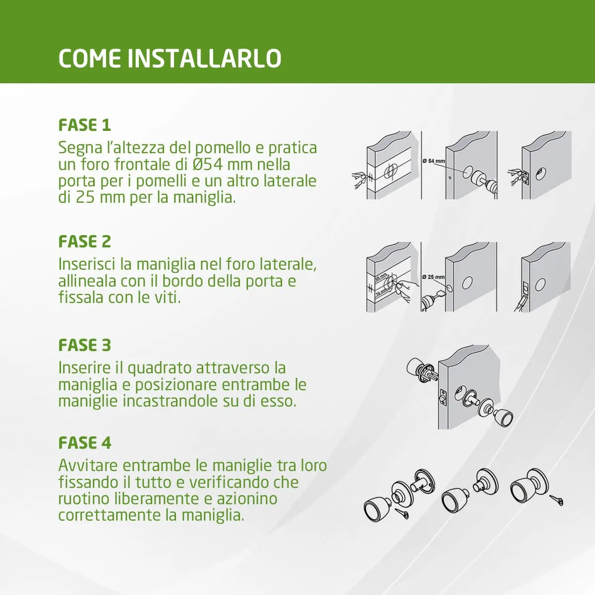Amig 601 pomolo porta interna 60-70 mm ottone opaco
