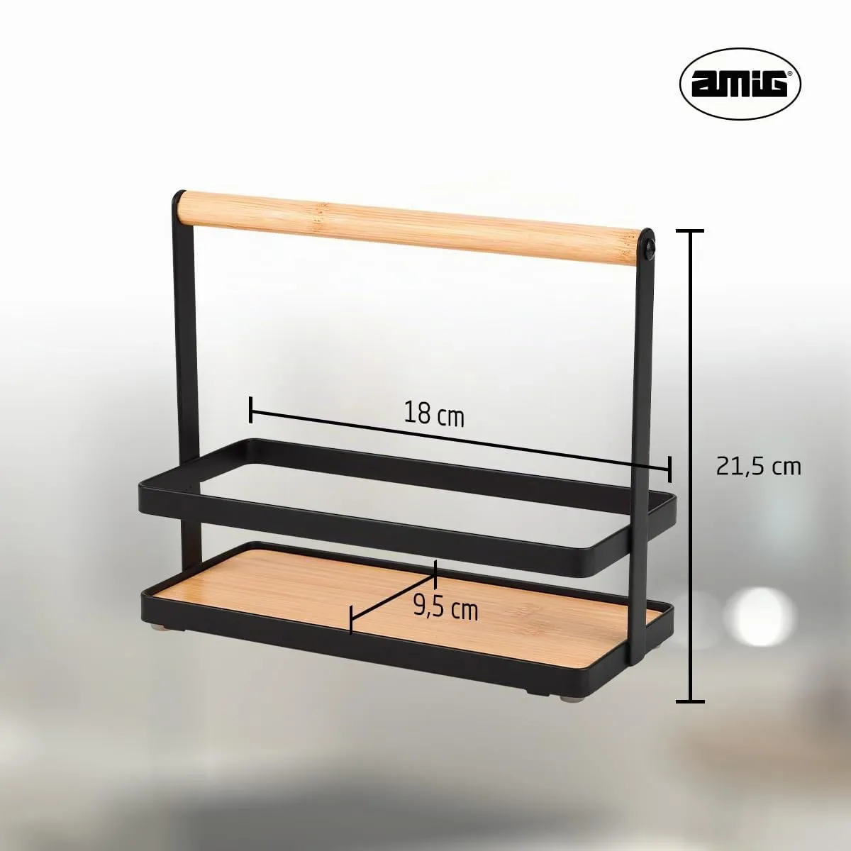 Amig portaspezie scaffale cucina acciaio nero e bambù