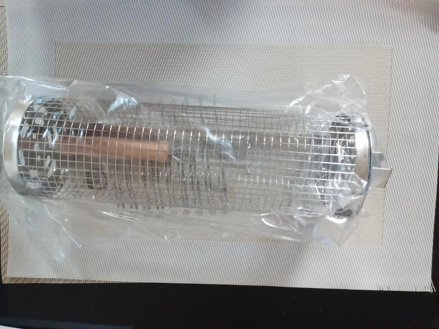 Amig AM28 cesta barbecue rotonda 30 cm inox manico legno