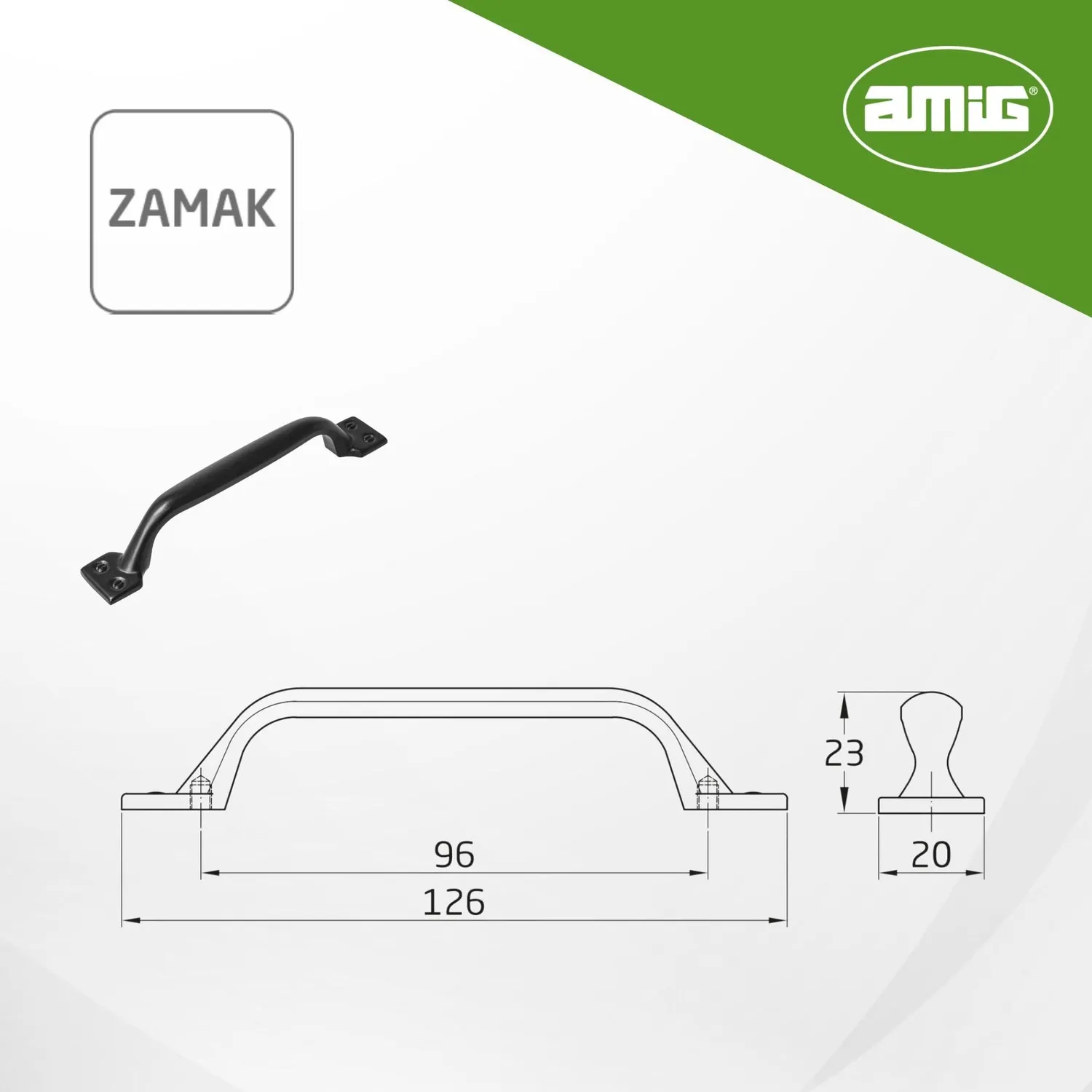 Amig 838 maniglia mobili 96 mm nero opaco 10 pz zamak