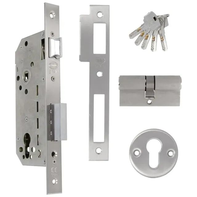 Amig Serratura da Incasso Porta Legno Cromato Opaco 5 Chiavi