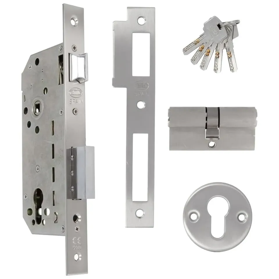 Amig Serratura da Incasso Porta Legno Cromato Opaco 5 Chiavi