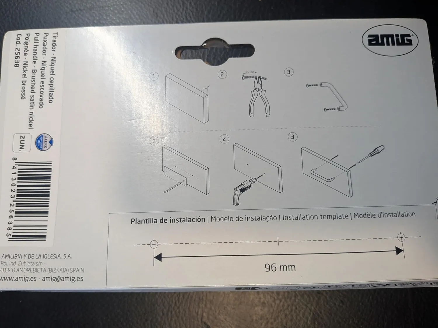 Amig 837 Maniglie per Mobili 96 mm Nichel 2 pz Acciaio
