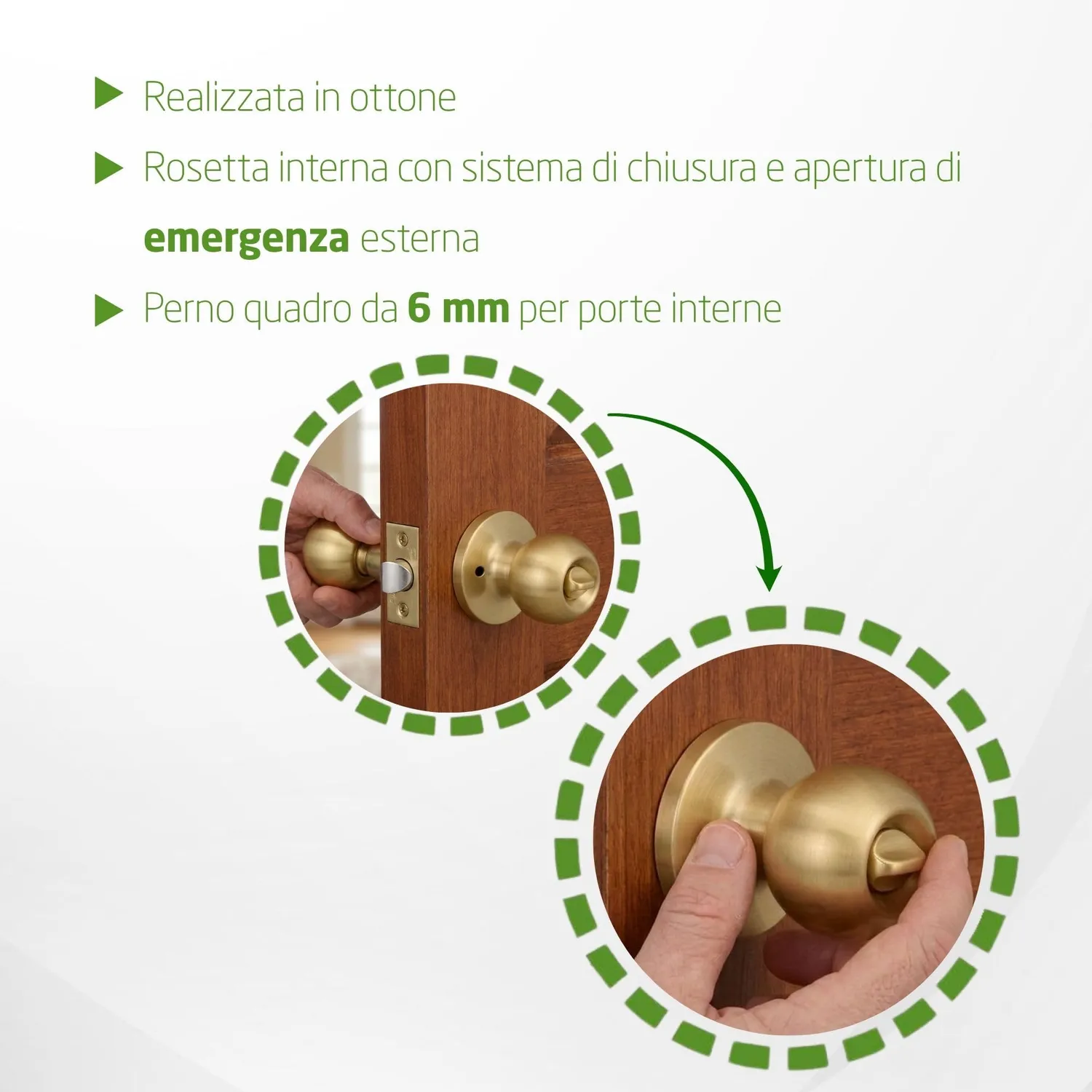 Amig Pomolo 60/70 mm dorato opaco per porta interna privacy