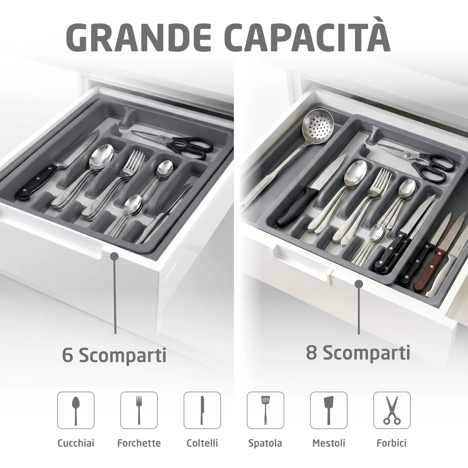 Amig Nibo portaposate estensibile da cassetto grigio
