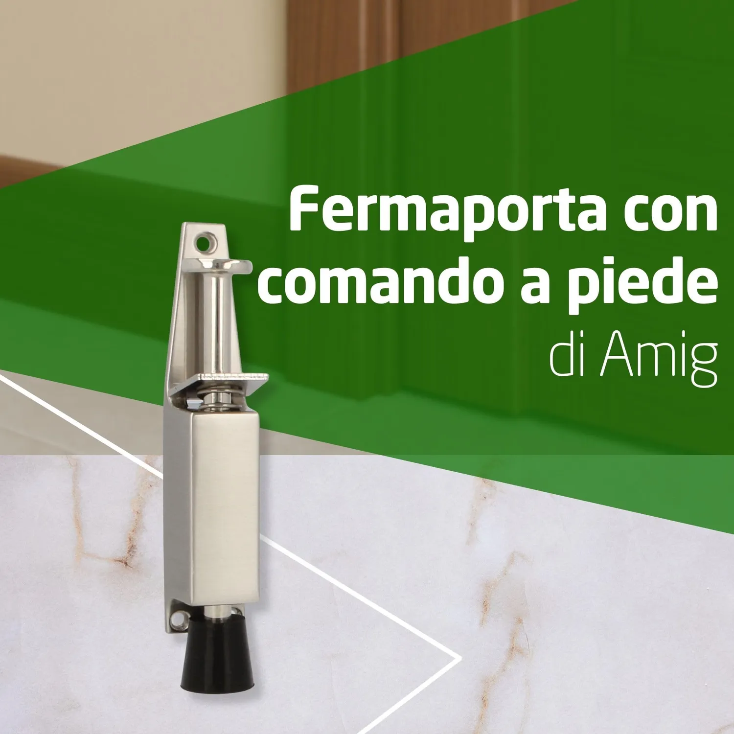 Amig Mod. 10 Fermaporta da Pavimento Cromato Opaco 120 mm Zamak