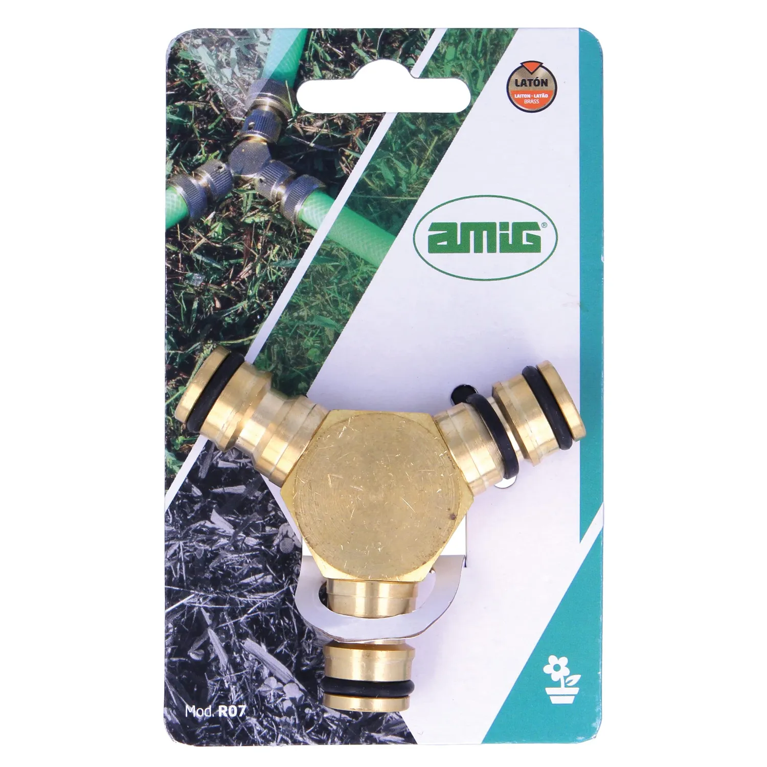 Amig 24350 Sdoppiatore Rubinetto Ottone 3 Vie Opaco