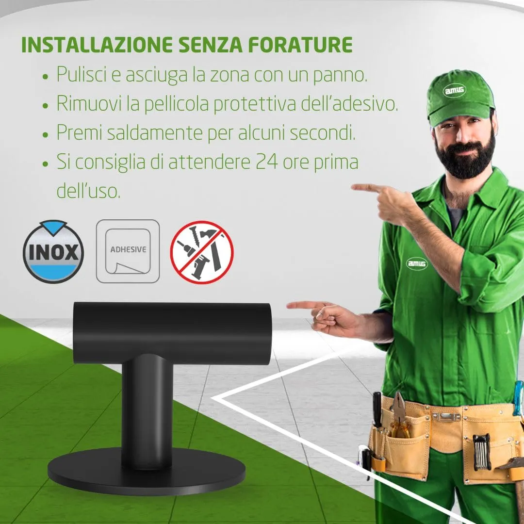 Amig Mod.6 gancio adesivo bagno nero opaco 60x55x65 mm