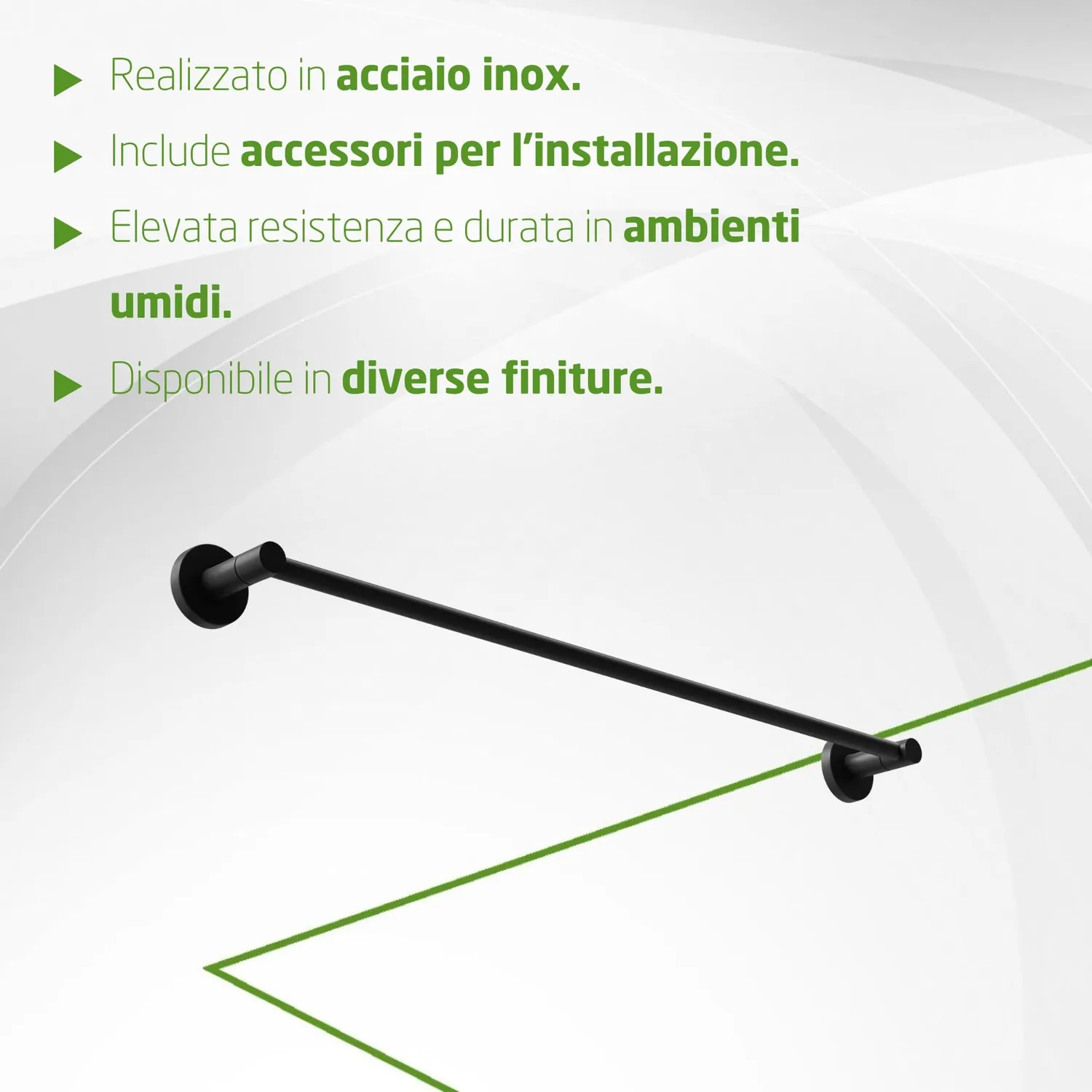 Amig Gorliz-2 portasciugamani bagno nero opaco 50 cm