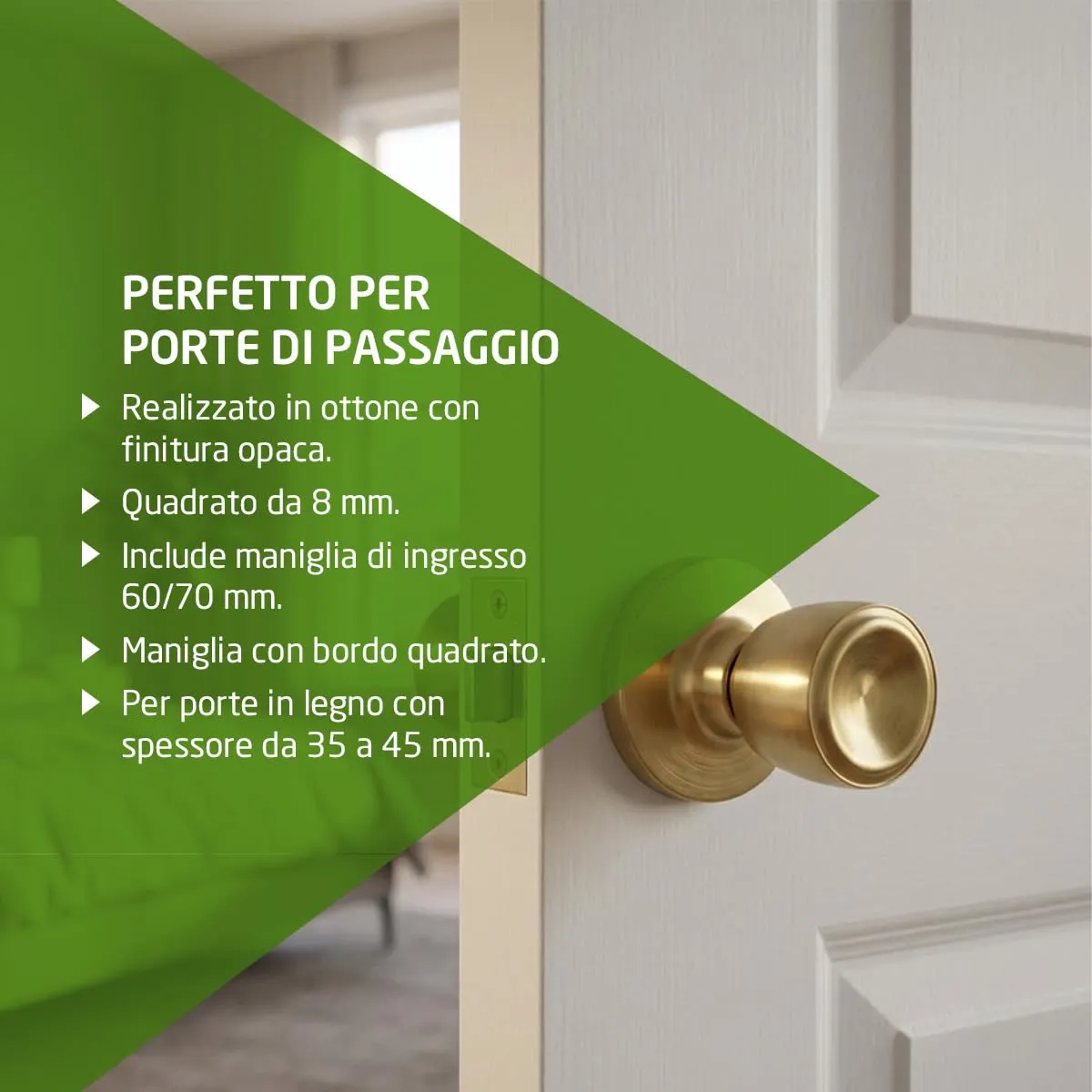 Amig 601 pomolo porta interna 60-70 mm ottone opaco