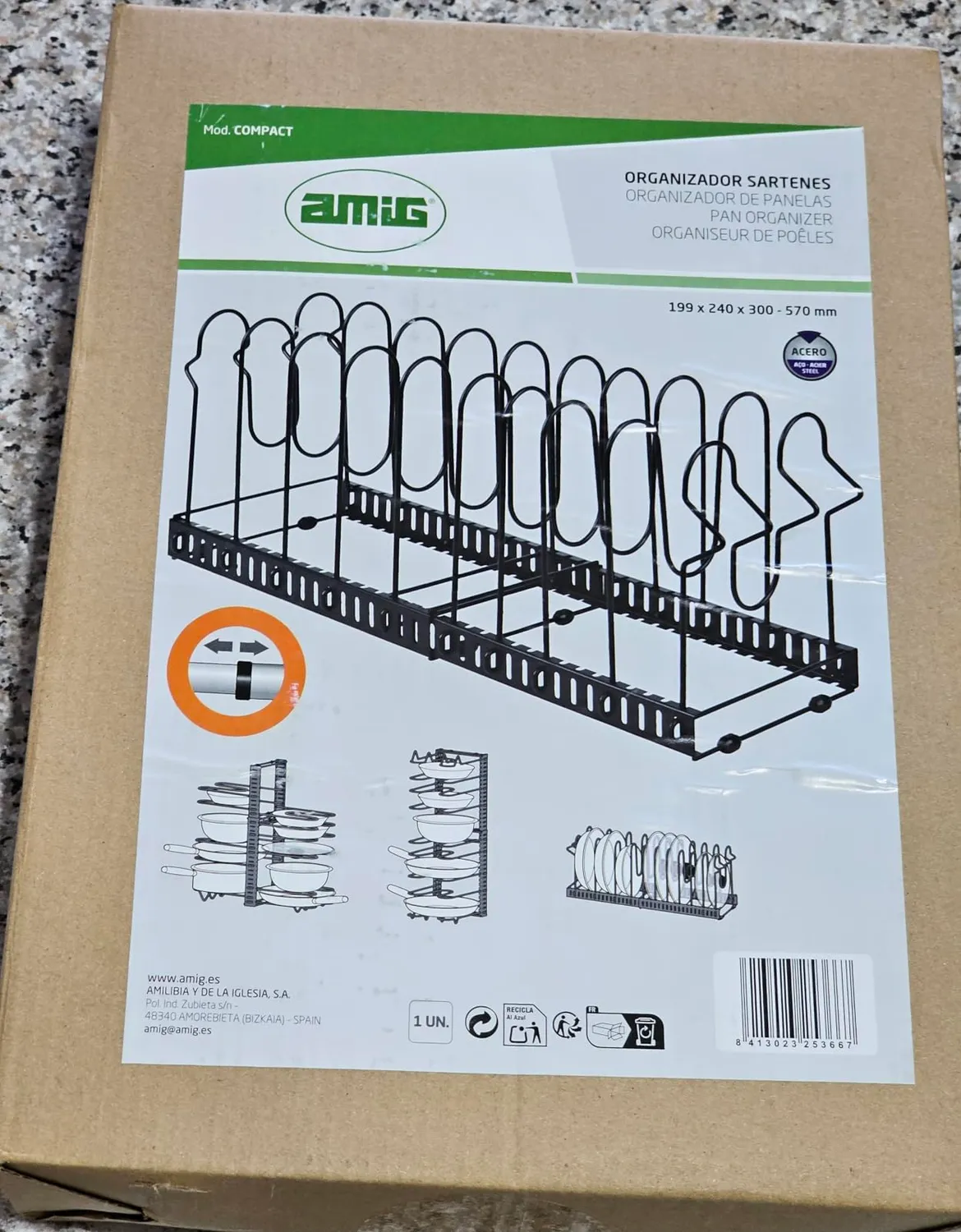 Amig organizer padelle estensibile nero 6-10 posti