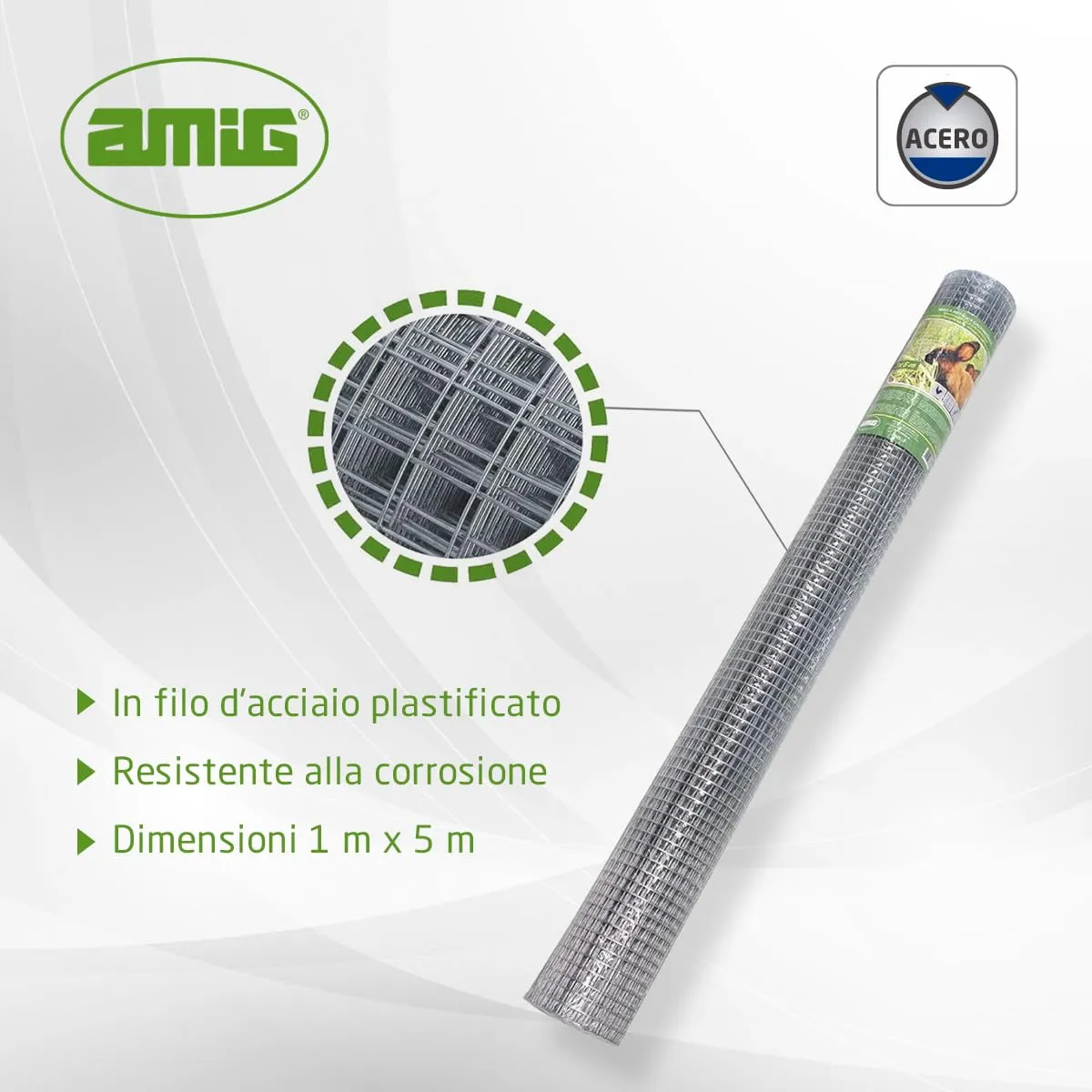 Amig Rete Metallica Zincata Quadrata 1x5 m Giardino
