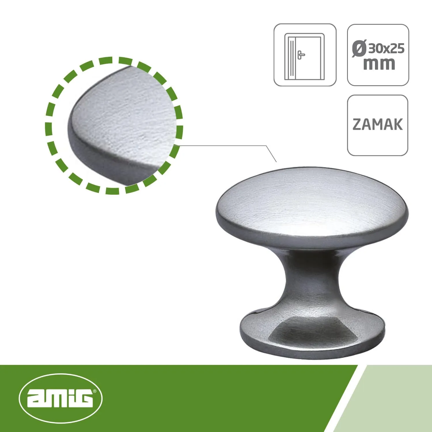Amig Pomello Mobili 30 mm Nichel Spazzolato Zama