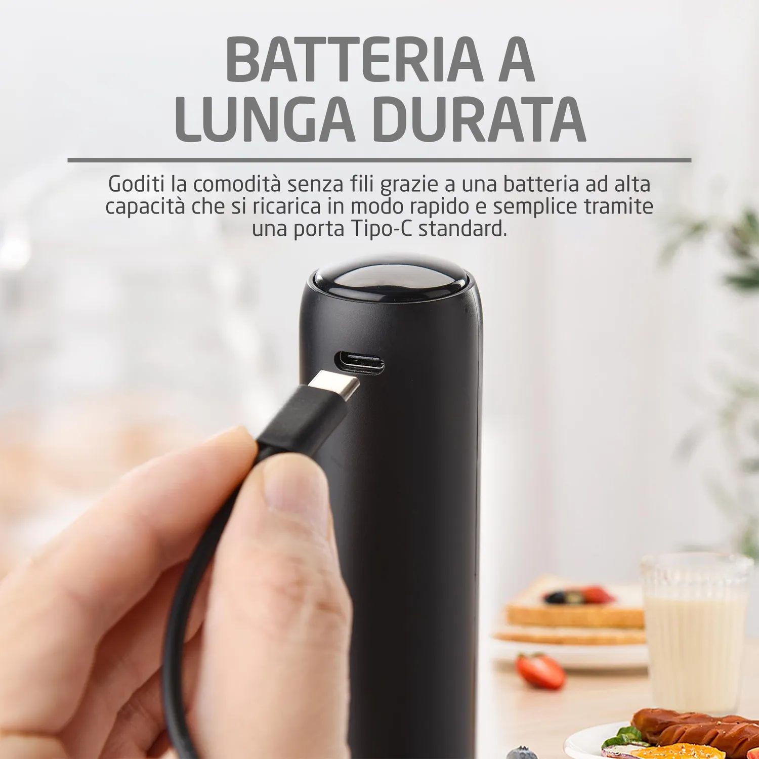 Amig montalatte elettrico portatile USB-C acciaio