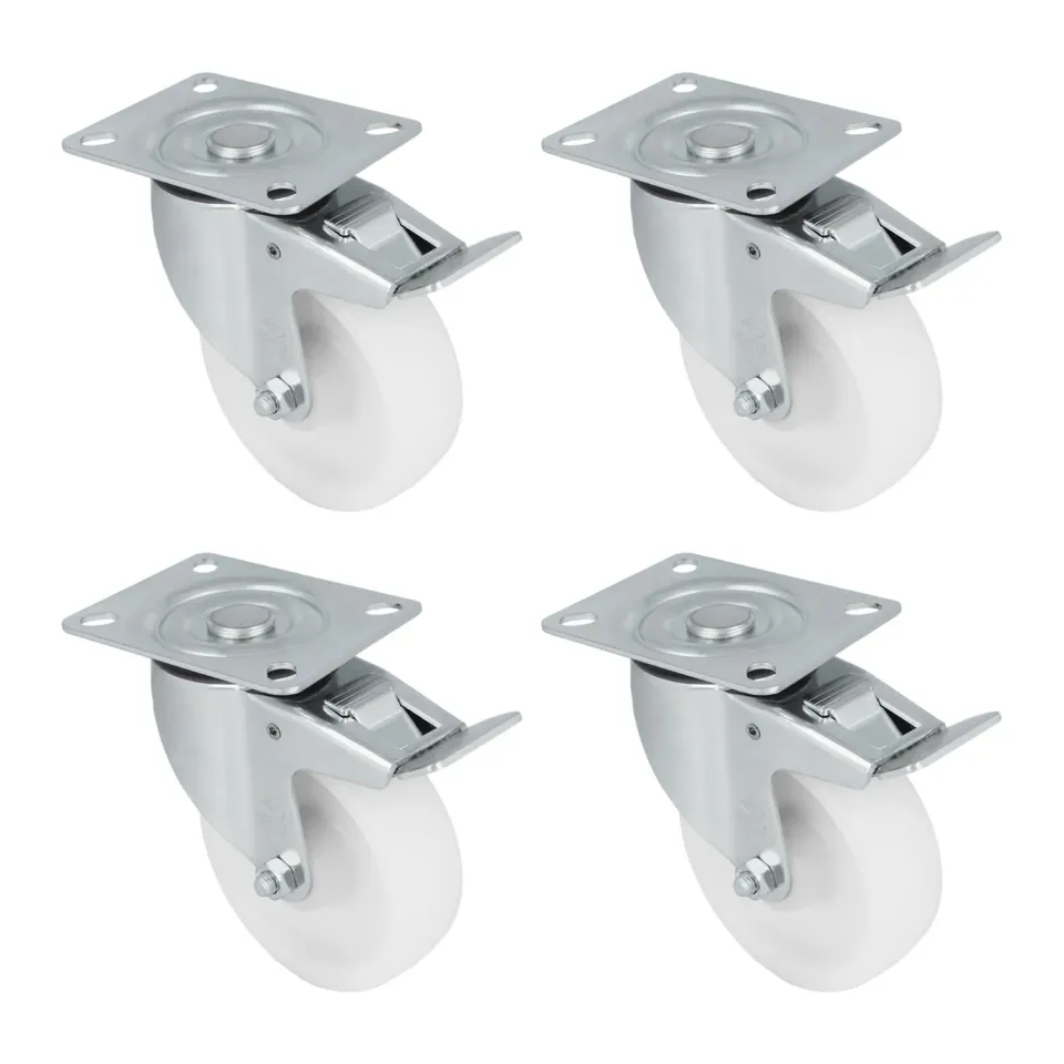 Amig Set 4 Ruote Ø 100 piastra con freno bianche 200 kg