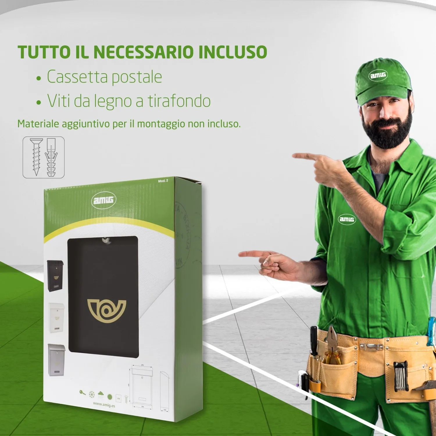 Amig cassetta lettere acciaio nero 40x25x10 cm