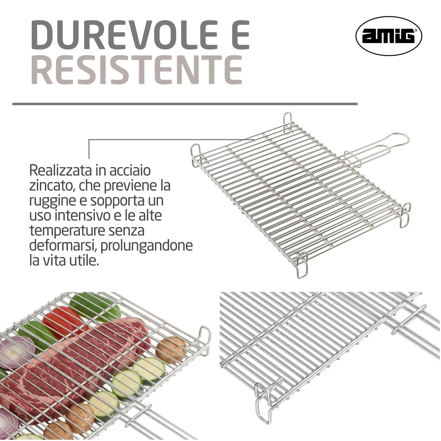 Amig AM26 griglia barbecue 65x40 cm acciaio