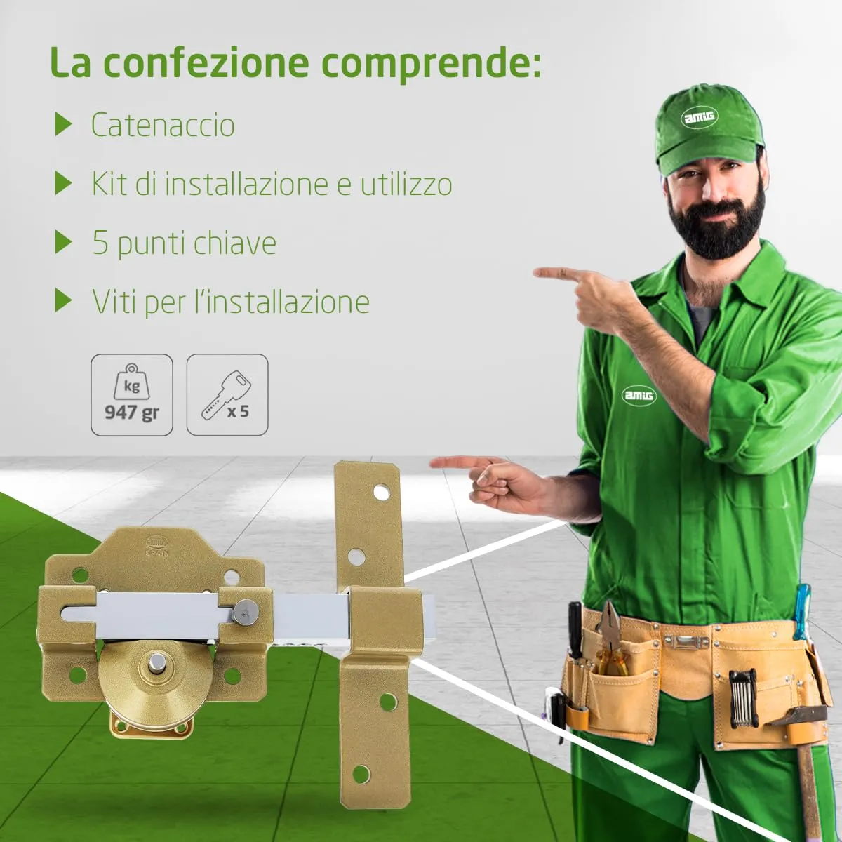 Amig Serratura Sovrapposizione 70 mm Oro 88x153 mm