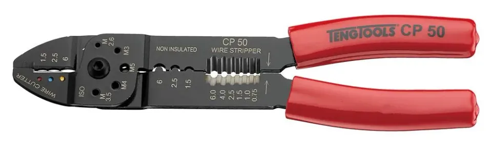 TengTools Pinza Crimpatrice 9 Manico Rosso per Cavi