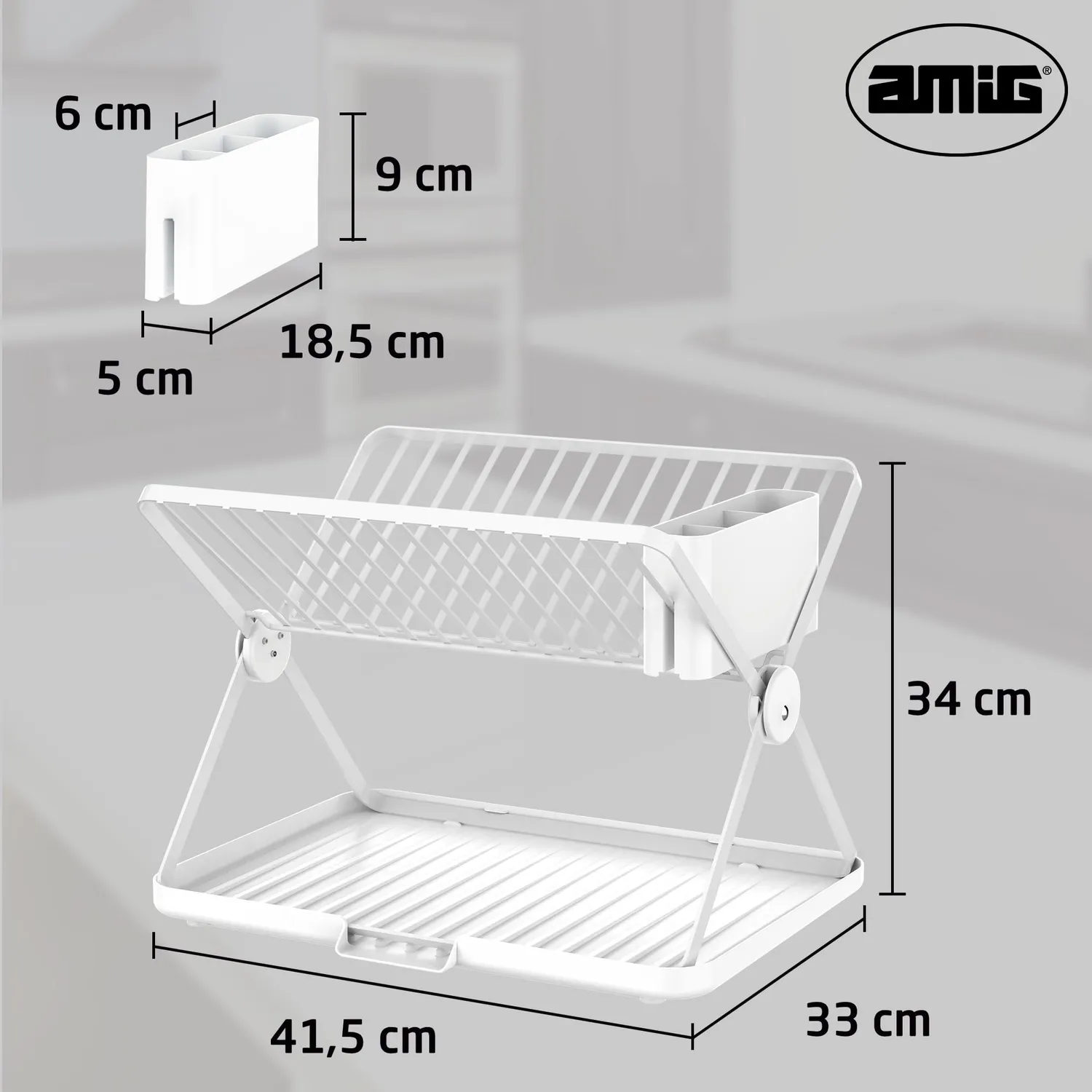 Amig Kaplya Scolapiatti Pieghevole Bianco 41,5 cm 12 Piatti